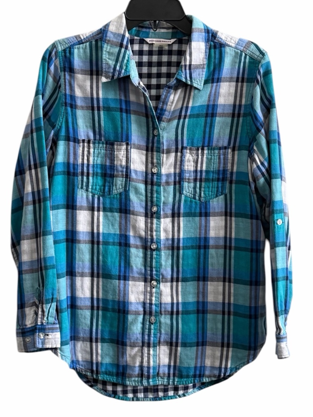 Vintage Allison Daley Dual- Patterned Button-Down Shirt